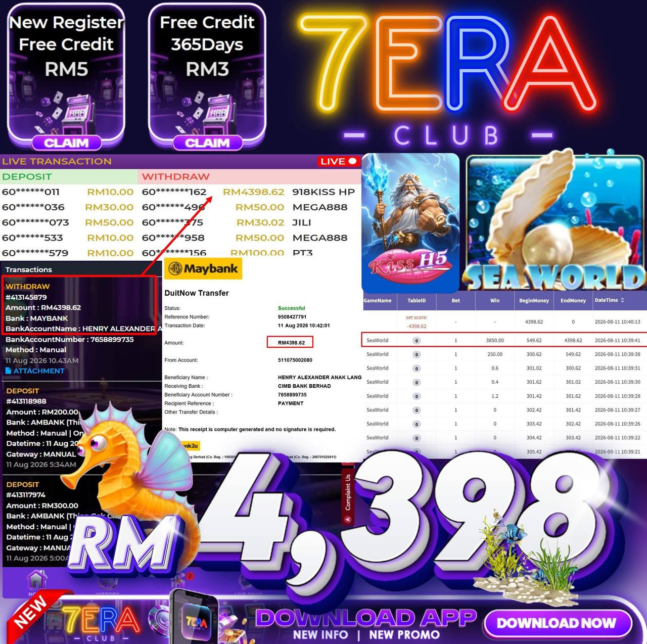 Testimonial pembayaran berjaya 7era Club Malaysia