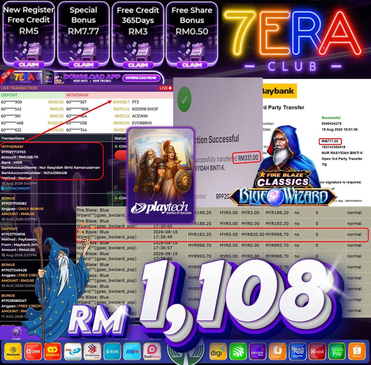 Testimonial pemain slot 7era Club Malaysia