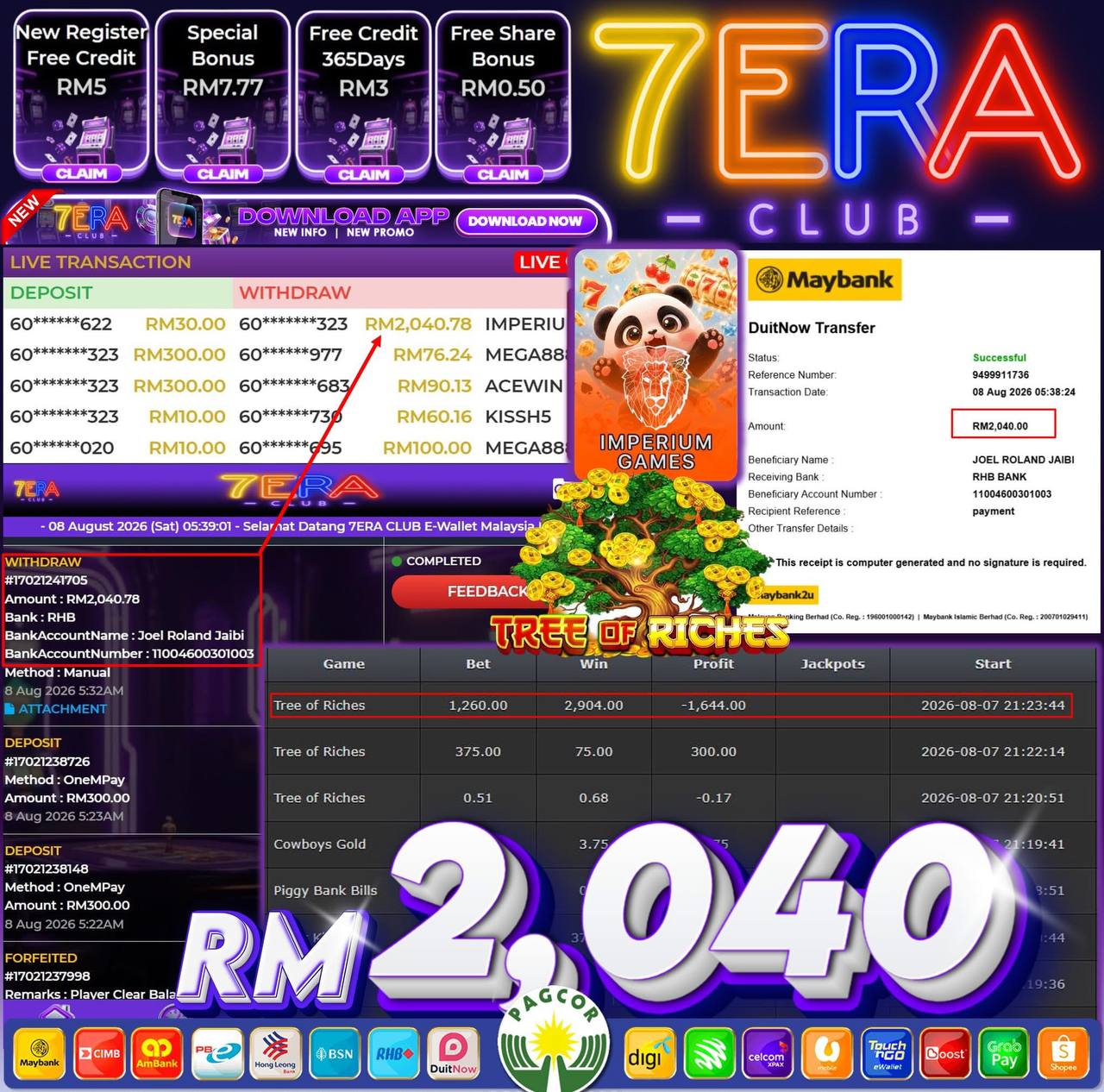 Rekod pembayaran pemain 7era Club Malaysia 2026